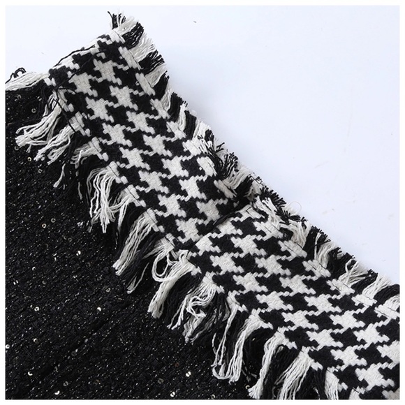 CATHALYN Houndstooth Fringe Skirt Jacket Set - Picture 6 of 8